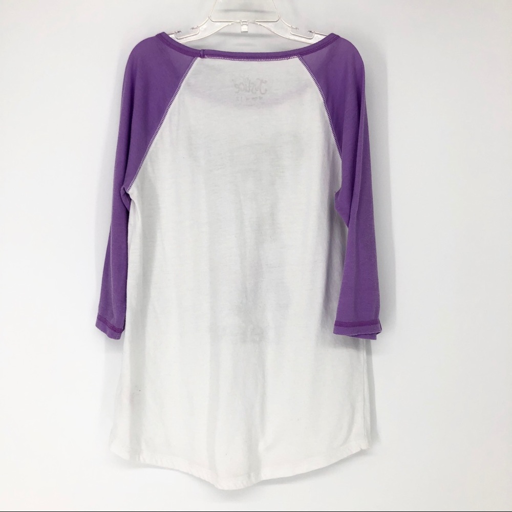 Justice Girls 12 Purple & White Dog Baseball Tee - Picture 5 of 5